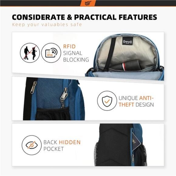 Sling Bag RFID Crossbody Sling Backpack Cross Body Shoulder Bag Travel